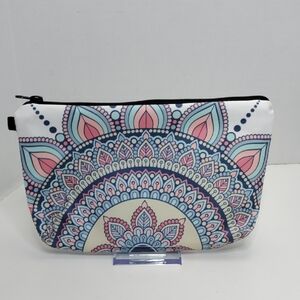 Boho Mandala Cosmetic Pouch - Pink & Blue Padded